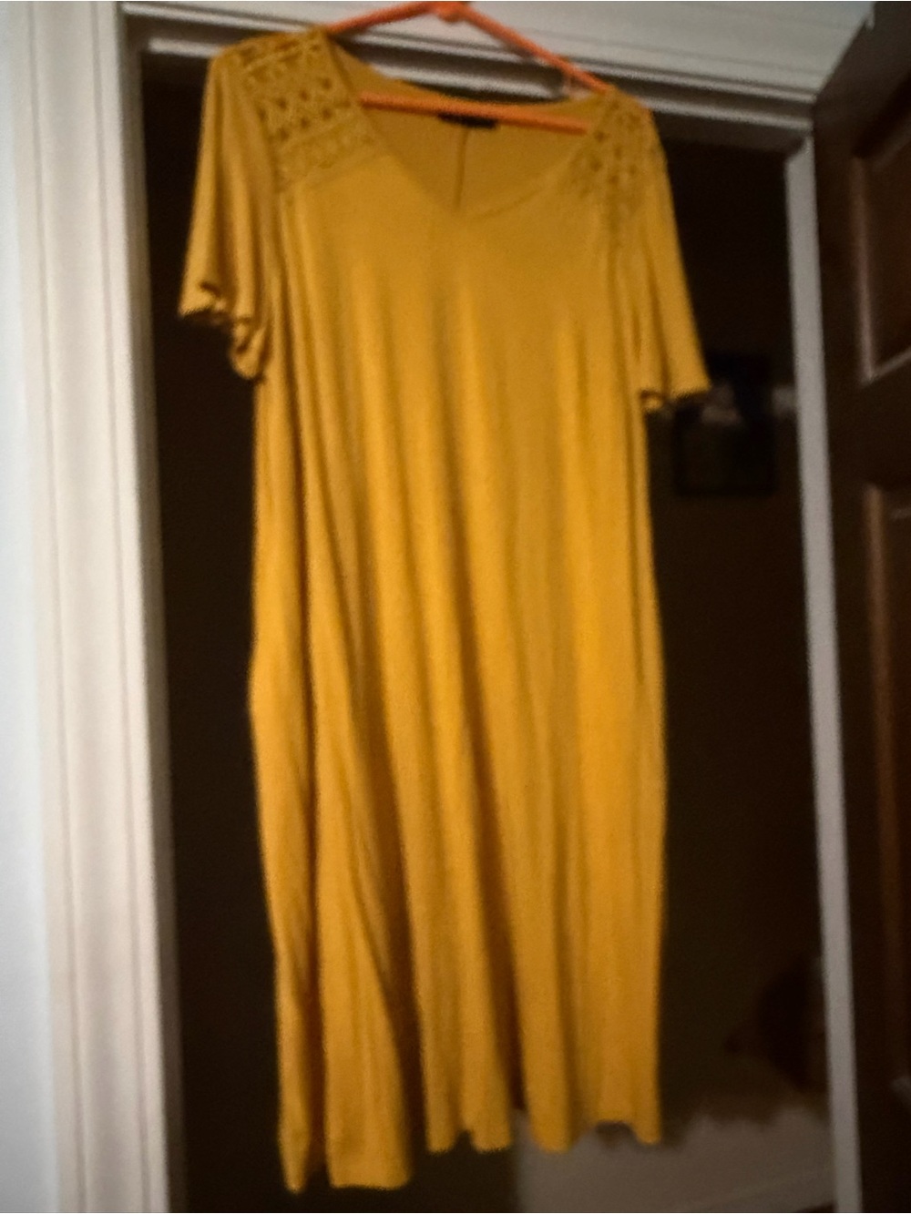 Lane Bryant Mustard Yellow Midi Dress with Lace Yoke
